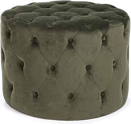 Pouf Lorella Samt-Optik, modern gepolstert, rund,