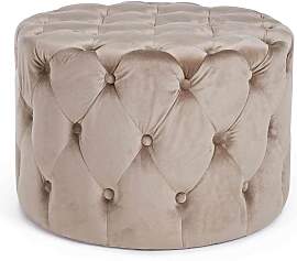 Pouf Lorella Samt-Optik, modern und rund, weich