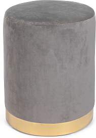 Pouf Lucilla aus Samt, modern und rund, grau mit