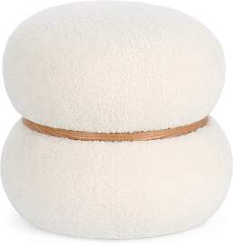 Pouf Mirka Boucle-Stoff, rund und gepolstert,