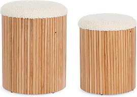 Pouf Neda 2er-Set aus Kiefernholz, skandinavisches 