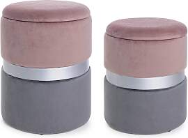 Pouf Polina 2er-Set aus Samt, modern mit Stauraum, 