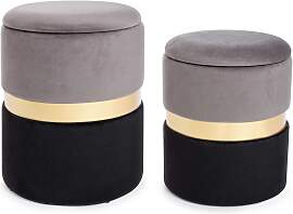 Pouf Polina 2er-Set Samt, modern mit Stauraum,