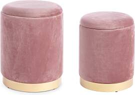 Pouf Polina 2er-Set, weiche Samt-Optik mit