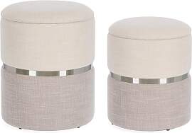 Pouf Radinka 2er-Set aus Stoff, modern, mit