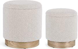 Pouf Zoya 2er-Set aus Stoff, modern mit Stauraum,
