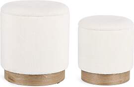 Pouf Zoya 2er-Set aus Stoff, modern mit Stauraum,