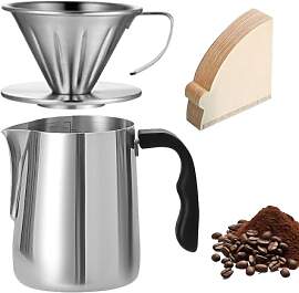 Pour Over Kaffeebereiter Set, 600 ml 304 Edelstahl 