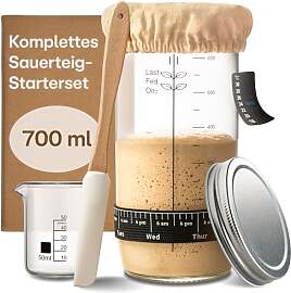 Praknu Sauerteig Starter Set aus Glas (700ml)