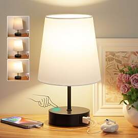 PreeOtti Nachttischlampe Touch Dimmbar, USB