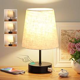 PreeOtti Nachttischlampe Touch Dimmbar, USB