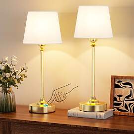 PreeOtti Tischlampe Kabellos 2er Set, Touch LED