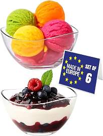 Premium Glas Dessertschalen Set 6, 215ml BLEI FREI 