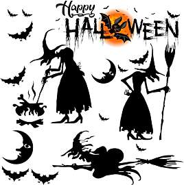 Premium Halloween Fenstersticker Grusel-Set mit