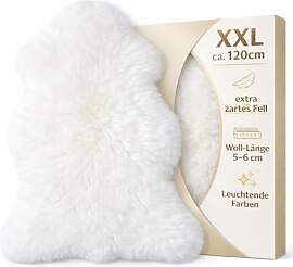 Premium-Schaffell weiß von LANABEST 110–120 cm