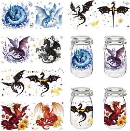 PRESSINART 5 Blatt 5 Designs Drachen UV DTF Becher 
