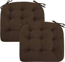 PRIMEPATIO 2er Set Stuhlkissen, 40x40x7 cm, Braun