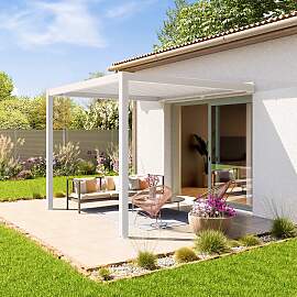 PRIMEYARD 3x3 m Anbaupergola in weiß, mit