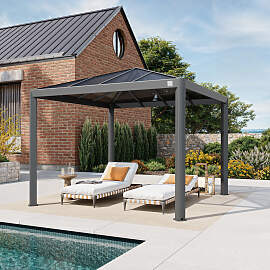 PRIMEYARD 3x3m Hardtop Gartenpavillon, ohne