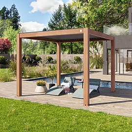 PRIMEYARD 3x3m Pergola in Holzoptik; mit