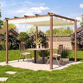 PRIMEYARD 3x3m Pergola in Holzoptik; mit