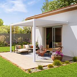 PRIMEYARD 3x4 m Anbaupergola in weiß, mit