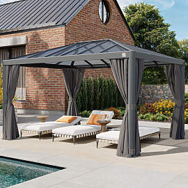 PRIMEYARD 3x4m Hardtop Gartenpavillon, inkl. 4