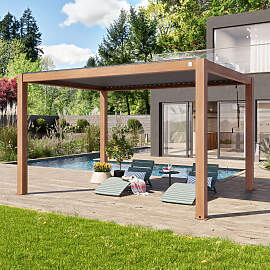 PRIMEYARD 3x4m Pergola in Holzoptik; mit