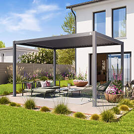 PRIMEYARD 3x4m Pergola in Perlgrau; mit