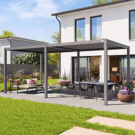 PRIMEYARD 3x6m Pergola in Perlgrau; mit