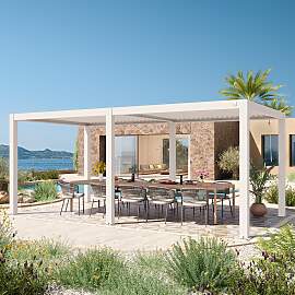 PRIMEYARD 3x6m Pergola in Weiß; mit Lamellendach