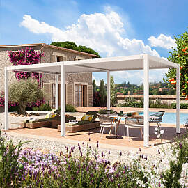 PRIMEYARD 3x6m Pergola in Weiß; mit Lamellendach