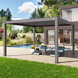 PRIMEYARD 4x4m Pergola in Perlgrau; mit