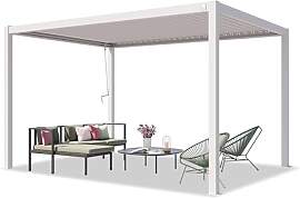 PRIMEYARD Pergola 3x4 m weiße Aluminium-Pfosten
