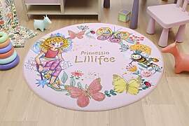 Prinzessin Lillifee Kinderteppich rosa Blumen rund 