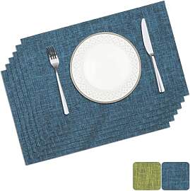 Privalace Blau Stoff Platzsets Abwaschbar 6er