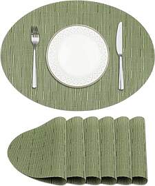Privalace Grün Oval Platzsets Abwaschbar 6er