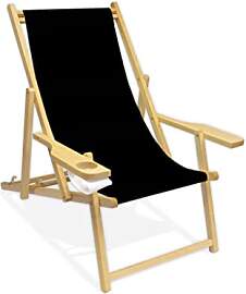 Promo Trade Holz-Liegestuhl mit Armlehne und