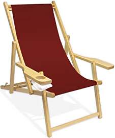 Promo Trade Holz-Liegestuhl mit Armlehne und