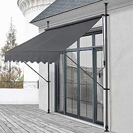pro.tec Klemmmarkise Grau 250 x 118 x 205-300cm