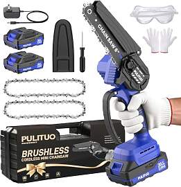 PULITUO Mini Kettensäge Akku, 6 Zoll Kabellos mit 