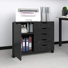 PUNCIA Rollcontainer aus Holz Aktenschrank mit