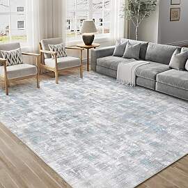 PureCozy Grau Blau Teppich Wohnzimmer 160x230