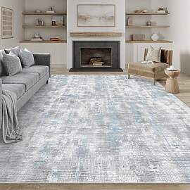 PureCozy Grau Blau Teppich Wohnzimmer 300x400