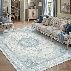 PureCozy Vintage Blau Teppich Wohnzimmer 160x230cm 