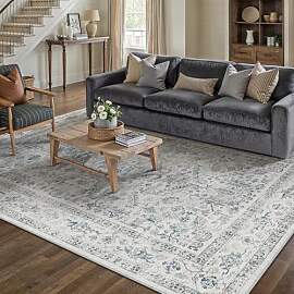 PureCozy Vintage Blauer Teppich Wohnzimmer