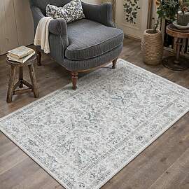 PureCozy Vintage Blauer Teppich Wohnzimmer