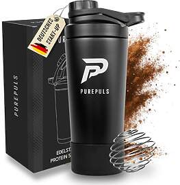 PUREPULS Protein Shaker Edelstahl 750 ml Schwarz