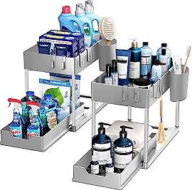 Puricon 2 Set Unter Waschbecken Regal, 2 Etagen