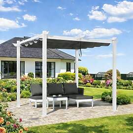 PURPLE LEAF Pergola 3 x 3 m aus Weiß Rahmen,
